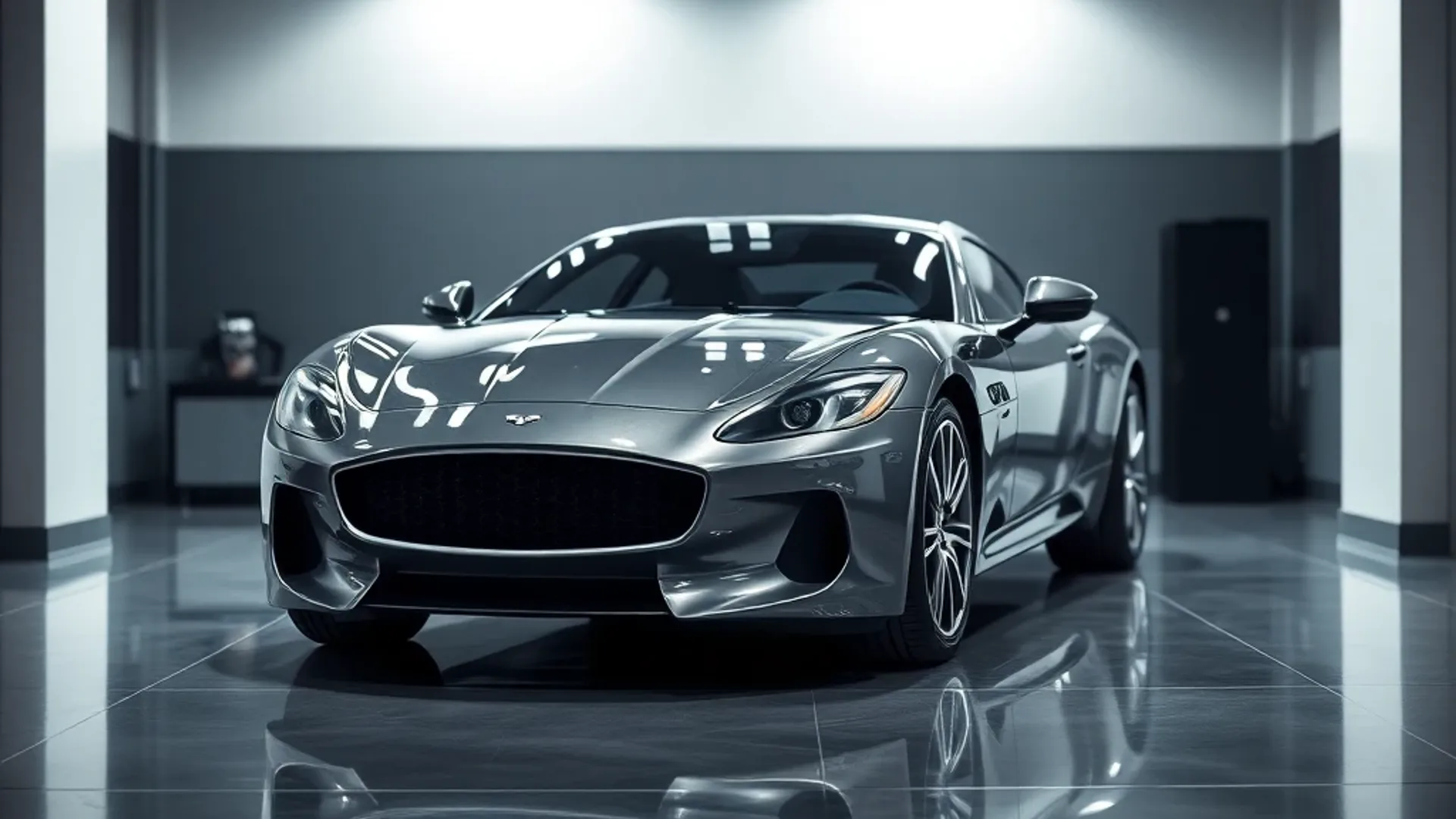 Luxury vehicle in a professional detail bay — Automotive AI imagery by photosby.ai