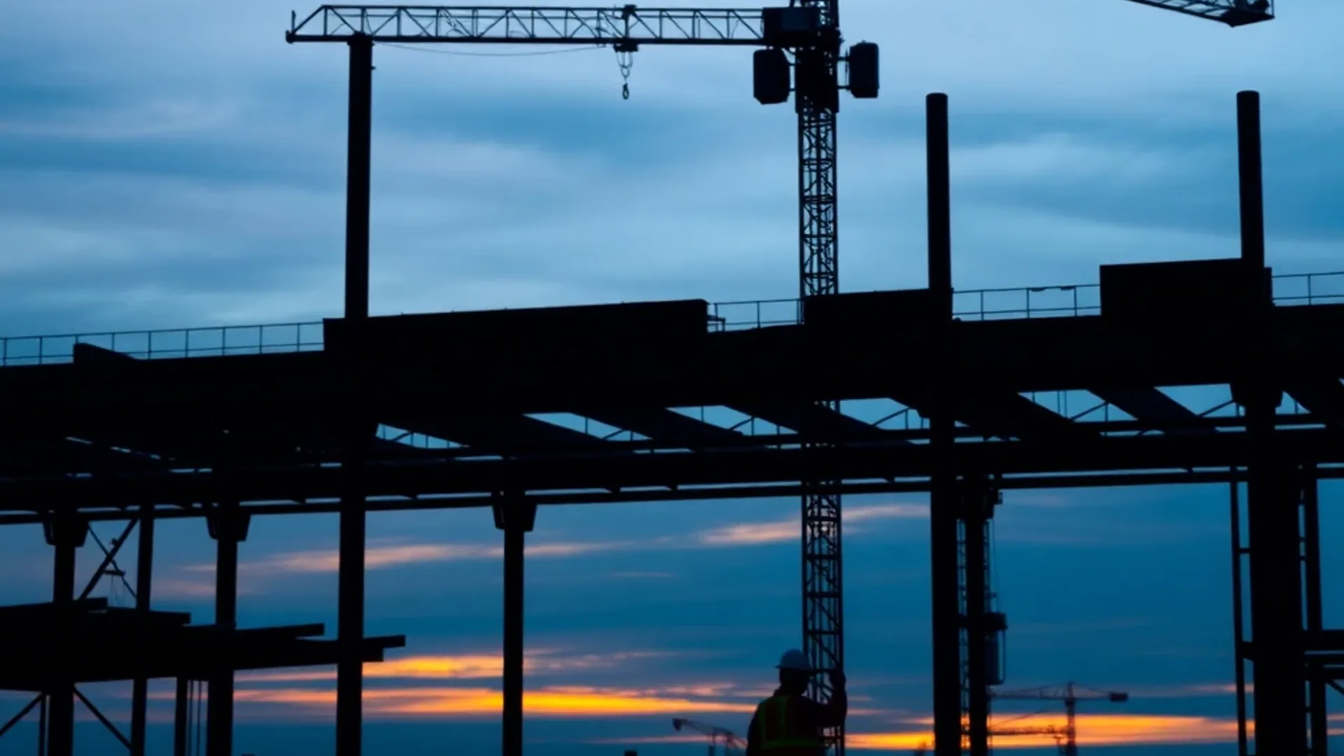 Active commercial construction site at dawn — Construction AI imagery by photosby.ai