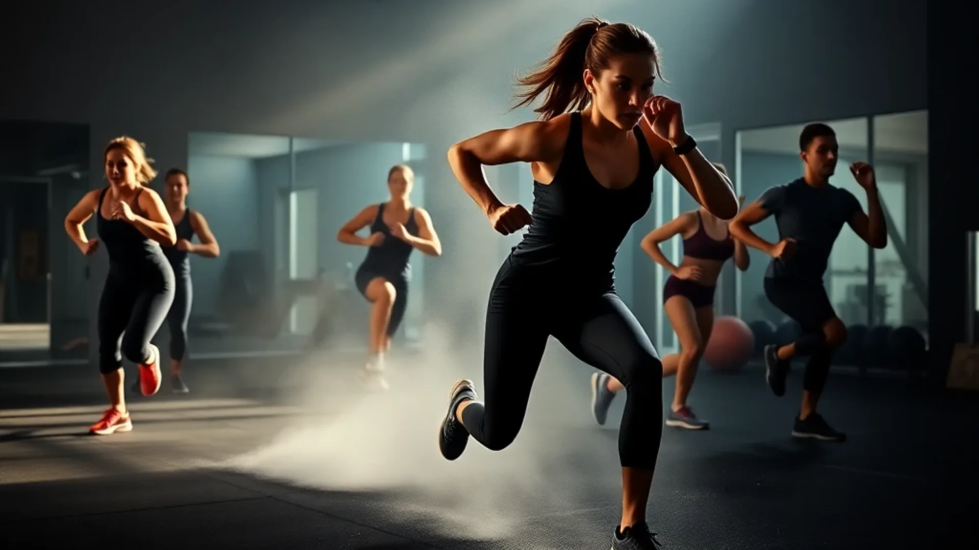 Boutique fitness studio during a class — Hero image for fitness websites