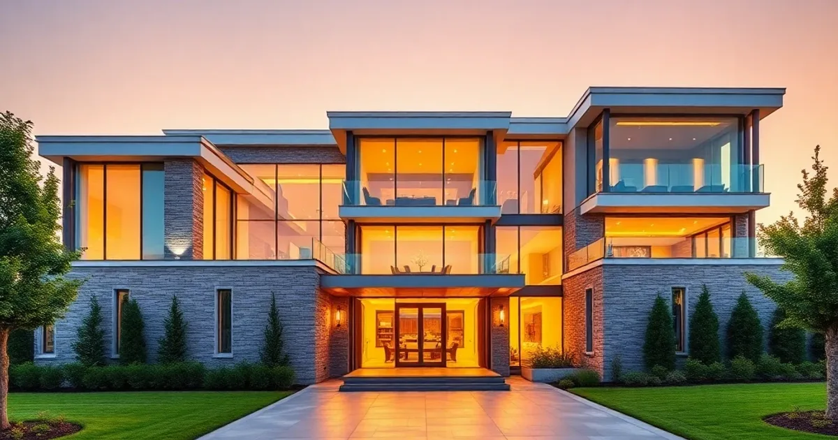 OG / social preview — Contemporary luxury home exterior at golden hour (1200×630) by photosby.ai