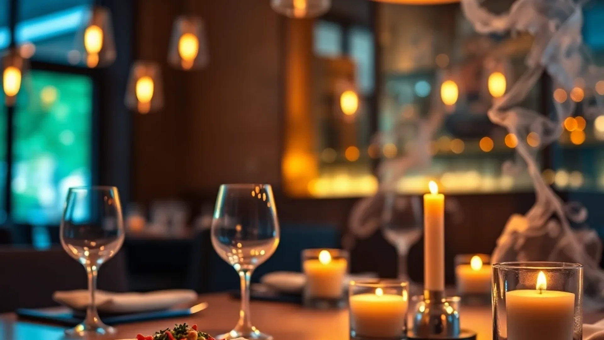Fine dining tablescape with ambient candlelight — Hero image for restaurant websites