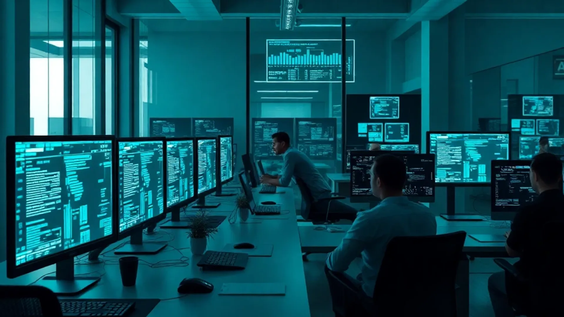 Innovative SaaS product team workspace — Hero image for tech websites